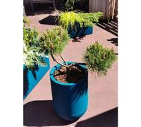 Bac a fleurs rond RIVIERA GRANIT TULIPE - Plastique - Diametre 50 cm - Bleu