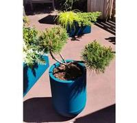 Bac à fleurs rond granit tulipe - plastique ø 50 cm - bleu Riviera
