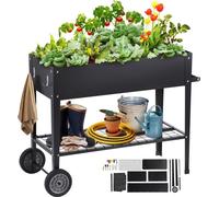 Bac à fleurs surélevé avec roues - bac à fleurs - bac à plantes de jardin - betteraves à légumes de terrasse - betteraves à planter noir - 108x49,5x80cm galvanisé