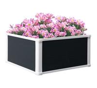 Bac à fleurs surélevé Outsunny Bac à plantes avec fonction de drainage Bac à légumes pour légumes, herbes aromatiques dans le jardin, la terrasse et le balcon, plastique, gris, 60 x 60 x 30 cm