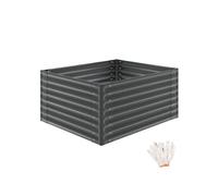 Bac à fleurs surélevé stable en acier galvanisé bords arrondis 720 l gris anthracite 120 x 100 x 62 cm gants compris