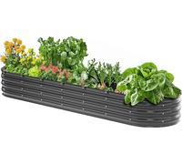 Bac à fleurs surélevé VEVOR en métal, 239x60x27 cm, bac à fleurs galvanisé d'extérieur avec fond ouvert, adapté à la culture de légumes, de fleurs, d'herbes aromatiques, gris foncé