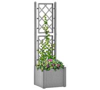 Bac à fleurs - Table de balcon - Jardinière surélevée pour jardin - Avec treillis et système d'auto-irrigation - Gris - Convient pour les balcons de jardin en plein air