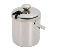 Bac à glace isotherme à double paroi en acier inoxydable 304 de qualité alimentaire - 1,3 l - Kit complet avec couvercle, tamis de vidange et pince à glace - Seau à glace pour bar, fête, pique-nique