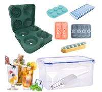 Bac a Glacon, 6pcs Bac Glacon Silicone Réutilisable, Diversification Moule en Silicone Convient aux Boissons aux Fruits et au Whisky, Avec Pince à Glace, Pelle à Glace et Boîte de Rangement Pour Glace