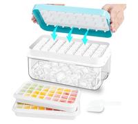 Bac A Glacon Bac à glaçons empilable en silicone avec bac de rangement for congélateur (64 pépites)(Blue)