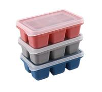 Bac a glacon carrés faciles à retirer, Lot de 3 Bac a glacons silicone avec Couvercle, Glacons moule, pour whisky, jus de fruits, cocktails, café, etc(1 Gris+1 Bleu+1 Rose)