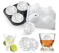 Bac à Glaçon en Silicone, Boules Moule Glacons Silicone Rond avec Couvercle, Round Ice Cube Tray Football, Grande Bac à Glacon Boule de Glace, Glaçon Cocktail, pour Cocktails, Whisky