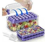 Bac a Glacon, Glacons Moule de Qualité Alimentaire Avec Couvercles, Libère Tous Les Glaçons en une Seconde, Sans BPA, 64 Bac à Glaçons bacs à Glaçons Carrés Faciles à Retirer（violet）