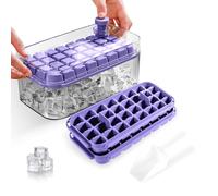Bac a Glacon, Glacons Moule de Qualité Alimentaire Avec Couvercles, Libère Tous Les Glaçons en une Seconde, Sans BPA, 64 Bac à Glaçons bacs à Glaçons Carrés Faciles à Retirer（violet）