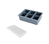 Bac A Glacon Grand bac à glaçons avec couvercle, grand moule carré empilable en silicone for cocktails, bourbons, soupes et friandises(Blue)