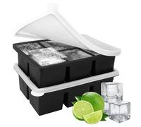 Bac a Glacon Lot de 2, Grands Moule Glacon Silicone avec Couvercle, Sans BPA, Empilables et Lavable au lave-vaisselle, pour Whisky, Cocktails, Bière, Vin, Collations et Boissons Réfrigérées