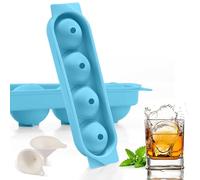 Bac a Glacon Silicone, 2 Pièces 4x Glacons Moule, 4.5cm Rond Bac à Glacons avec Couvercle Ice Cube Tray Moule Glacon Silicone pour Bière Cocktail Whisky Fruits Nourriture pour Bébés - Bleu