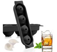 Bac a Glacon Silicone, 2 Pièces 4x Glacons Moule, 4.5cm Rond Bac à Glacons avec Couvercle Ice Cube Tray Moule Glacon Silicone pour Bière Cocktail Whisky Fruits Nourriture pour Bébés - Noir