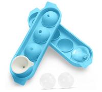 Bac a Glacon Silicone, 4x Glacons Moule, 4.5cm Rond Bac à Glacons avec Couvercle Ice Cube Tray Moule Glacon Silicone pour Bière Cocktail Whisky Fruits Nourriture pour Bébés - Bleu