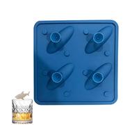 Bac à glaçons - 11 x 3 cm, 4 compartiments, Shark Funny, facile à démouler | Moule à glace en silicone en forme d'animal mignon pour maison, appartement, bar, congélateur, whisky, bourbon, cocktail