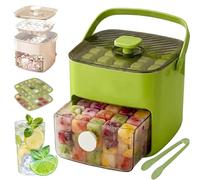Bac à Glaçons 48 Cubes avec Couvercle Pressable, Moule Silicone à Démoulage Rapide, Boîte de Rangement Double Couche et Pelle, Idéal pour Congélateur, Whisky, Cocktail et Boisson (A)