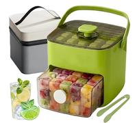 Bac à Glaçons 48 Cubes avec Couvercle Pressable, Moule Silicone à Démoulage Rapide, Boîte de Rangement Double Couche et Pelle, Idéal pour Congélateur, Whisky, Cocktail et Boisson Insulated Bag)