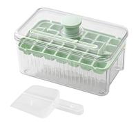 Bac à glaçons à 28 grilles avec bac de rangement, glaçons empilable pression pour congélateur avec couvercle anti-fuite et pelle, cube vert clair