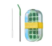 Bac à glaçons à double usage et paille 18 grilles en silicone sûr parfait pour les pique-niques de café glacé Accessoires Boisson Ice Cube Maker avec accessoires