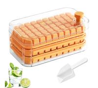 Bac à glaçons avec 150 glaçons, bac à glaçons avec couvercle et récipient, bac à glaçons en silicone avec couvercle, simple pression pour desserrer la glace, 3 niveaux, 1 seau à glace et pelle (orange