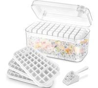 Bac a Glacons avec 200 Cubes de Glace, Glaçons Moule avec Couvercles incluant un Couvercle et un Récipient, il suffit d'appuyer pour libérer la Glace, 4 Niveaux, 1 Seau à Glace et une Pelle