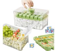 Bac a Glacons avec Couvercle, CIYIN Lot de 56 Bac à Glacons, Moule a Glacon, Démoulage Facile, Refroidir vos Whisky, Cocktails, Café, Jus, 2 Plateaux, 1 Seau à Glace et Pelle (Vert)