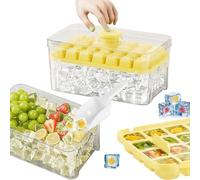 Bac a Glacons avec Couvercle, CIYIN Lot de 56 Bac à Glacons, Moule a Glacon, Démoulage Facile, Refroidir vos Whisky, Cocktails, Café, Jus, 2 Plateaux, 1 Seau à Glace et Pelle (Jaune)