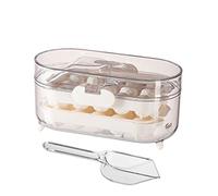 Bac à glaçons avec couvercle et bac, bacs à glaçons ronds à 2 couches, boucle stable antidérapante, moule à glaçons rond à dégagement facile, moule avec spatule pour cocktails au (Couleur pure)