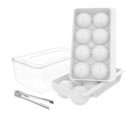 Bac à glaçons avec couvercle et bac, boules rondes, moule à glaçons facile à remplir et à démouler, for cocktails, boissons au café(Wit)