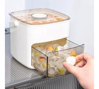 Bac à glaçons avec couvercle et poubelle, réutilisable, 2 couches, sans BPA, facile à démouler, 48 pièces pour congélateur, boissons, cocktails, fêtes (blanc)