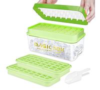 Bac à Glaçons Avec Couvercle, Glacons Moule Alimentaire, Libération de Tous Les Glaçons en Une Seconde, Sans BPA, 64 Plateaux à Glaçons (Vert Ice Cube Tray)