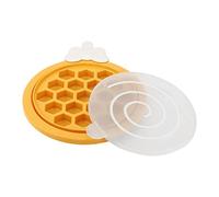 Bac à glaçons avec couvercle pour congélateur (Jaune) | 19 grilles nid d'abeille, moule à glace hexagonal machine à glaçons réutilisable libération facile café glacé Cocktail whisky