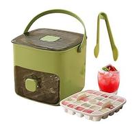 Bac à Glaçons, Box Ice avec Bac de Rangement, Appuyez sur Type Ice Cube Maker, 48 Grille Réutilisable Ice en Réseau de Glace pour les Cocktails et le Jus de Café, Idéal pour la Cuisine (Vert)