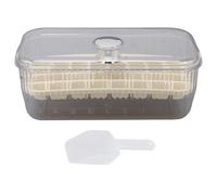 Bac à glaçons carré avec couvercle et cuillère |Bouton de dégagement facile pour des cubes cohérents |Machine à glaçons de grande capacité pour cocktails/café/fêtes |Forme ABS (Milk White 1 Layer)