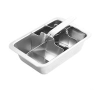 Bac à glaçons carrés en acier inoxydable facile à démouler pour réfrigérateur (18 x 12 x 4,6 cm)