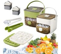Bac à glaçons compact avec couvercle et bac, mini machine à glaçons de type presse pour congélateur, petit seau à glace peu encombrant avec pinces pour bureau, mini-réfrigérateur et boute green+white