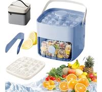 Bac à glaçons compact avec couvercle et bac, mini machine à glaçons de type presse pour congélateur, petit seau à glace peu encombrant avec pinces pour bureau, mini-réfrigérateur et bouteilles white