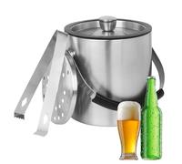 Bac à glaçons de 1,6 L, bac à glaçons en acier inoxydable 1,6 L, seau à glace en acier inoxydable, bac à glaçons isotherme à double paroi pour glaçons, idéal pour refroidir la bière, le champagne
