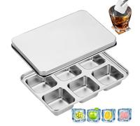 Bac À Glaçons En Acier Inoxydable | Forme À Glace Pour Whisky,Moule bloc glaçons réutilisable en acier inoxydable pour Café Boissons Alimentation bébé Maison Cuisine Restaurant Voyage Camping