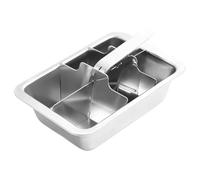 Bac à glaçons en acier inoxydable, moule à glaçons avec poignée, 18,5 x 12,4 x 4,6 cm, grands cubes réutilisables, design portable à libération facile pour la fabrication de boissons, la préparation