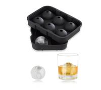 Relaxdays Bac à glaçons en forme de boule 4,5 cm moule en silicone 2 pièces couvercle HxlxP: 5 x 18 x 13 cm, noir