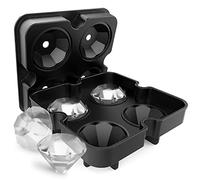 Bac à Glaçons en Forme de Diamant avec Couvercle FaJoek Plateau à Boules de glace bricolage à 4 Fentes, Fabricant de Moules à Glaçons Réutilisables pour Whisky, Cocktail (Diamant)