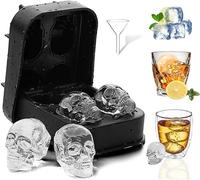Bac à Glaçons en Forme de Diamant avec Squelette FaJoek Plateau à Boules de glace bricolage à 4 Fentes, Fabricant de Moules à Glaçons Réutilisables pour Whisky, Cocktail(Squelette)