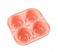 Bac à glaçons en forme de rose 3D à quatre portions pour créer de grands glaçons détaillés en forme de fleur pour la préparation de boissons spéciales (rose rose)