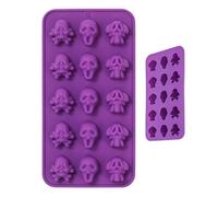 Bac à glaçons en forme de tête de mort - Moule en forme de tête de mort, 15 cavités réutilisables en silicone pour fabrication de cubes de refroidissement en silicone, gadget de cuisine pour gelée