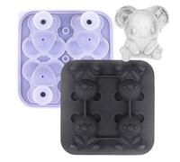 Bac à glaçons en silicone 3D en forme de koala | 4 grilles réutilisables et faciles à démouler pour congélateur, bourbon, cocktail, whisky, jus, thé glacé