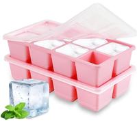 Bac à Glaçons en Silicone 4,5 cm Gros, JRISBO 2 Pack Moule Glaçon Carré XXL avec Couvercle et sans BPA, Empilable Bac a Glacon Barquette Plaque à Glaçons pour Whisky Café Cocktail