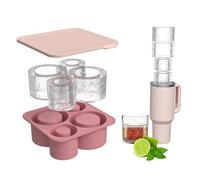 Bac à glaçons en silicone à 4 compartiments pour Stanley - Bac à glaçons avec couvercle - Bac à glaçons pour la fabrication de glaçons à cylindre creux - Moule à glaçons en silicone pour gobelets de