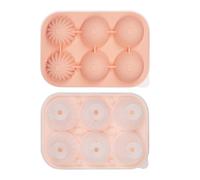 Bac à glaçons en silicone avec 6 cavités rondes efficaces pour cocktails, couvercle sécurisé avec entonnoir et plateau en silicone avec couvercle
